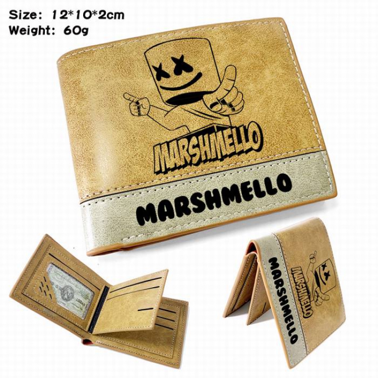 Marshmello-5 Anime high quality PU two fold embossed wallet 12X10X2CM 60G