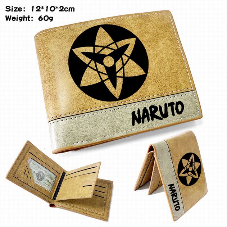 Naruto-5 Anime high quality PU two fold embossed wallet 12X10X2CM 60G