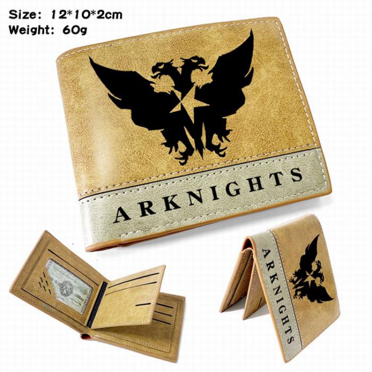 Arknights-2 Anime high quality PU two fold embossed wallet 12X10X2CM 60G