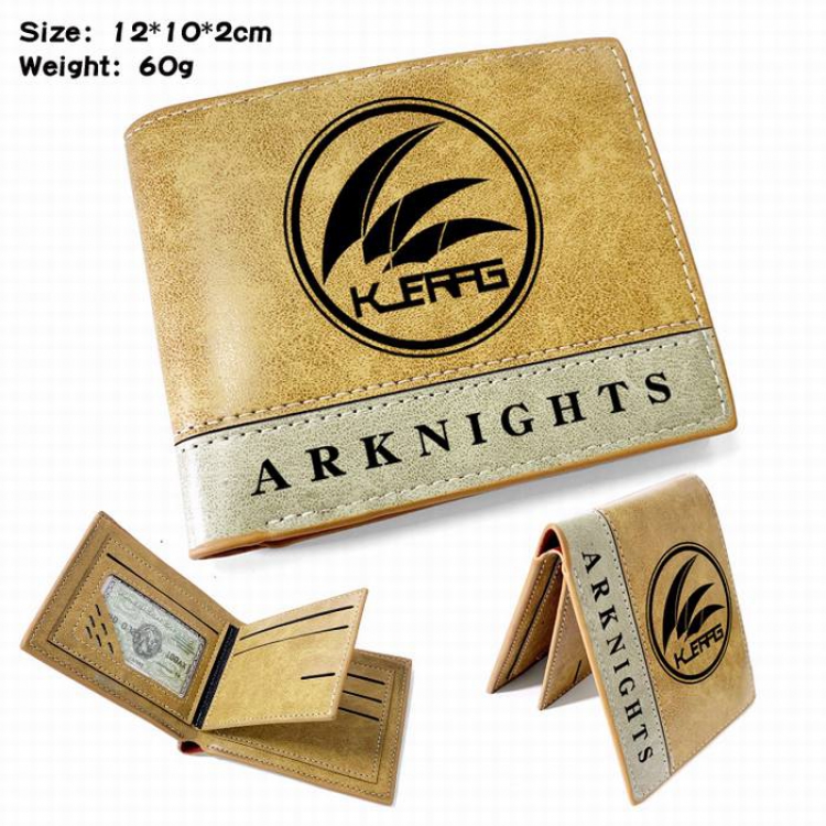 Arknights-4 Anime high quality PU two fold embossed wallet 12X10X2CM 60G