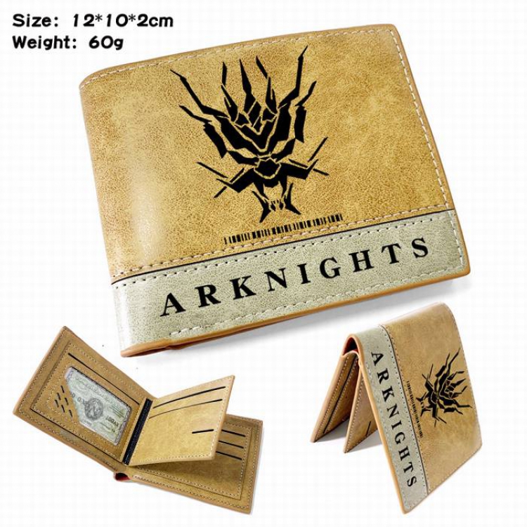 Arknights-7 Anime high quality PU two fold embossed wallet 12X10X2CM 60G