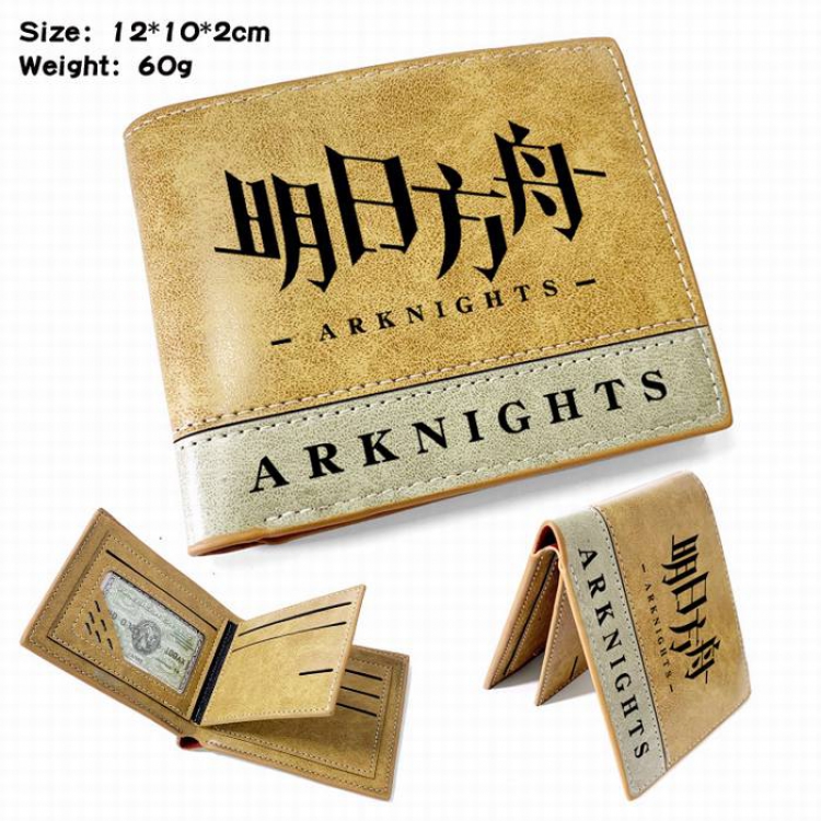 Arknights-9 Anime high quality PU two fold embossed wallet 12X10X2CM 60G