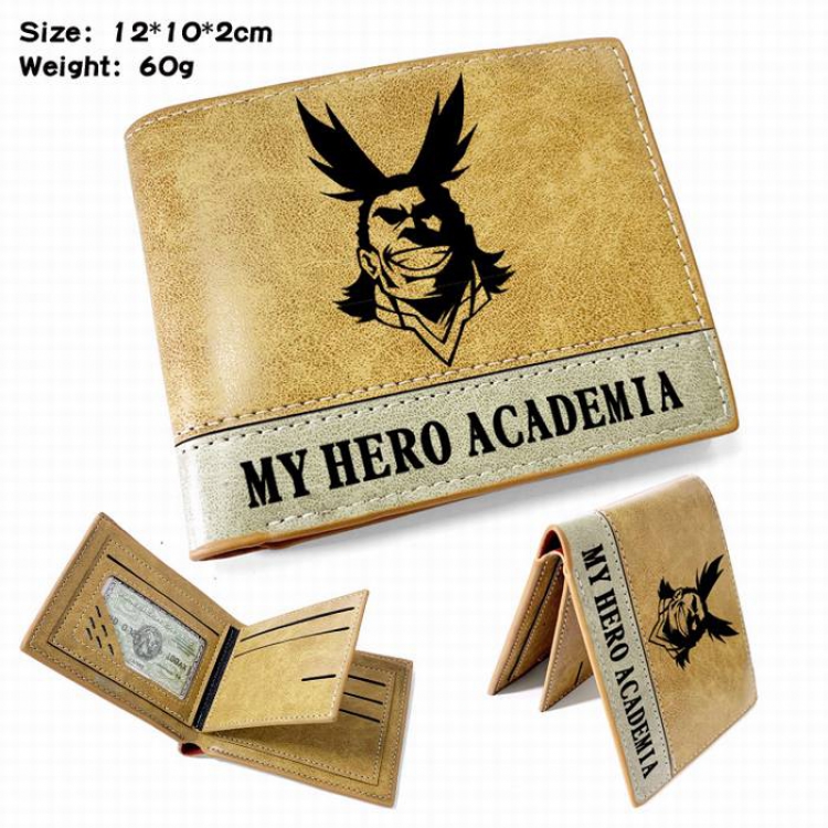 My Hero Academia-2 Anime high quality PU two fold embossed wallet 12X10X2CM 60G