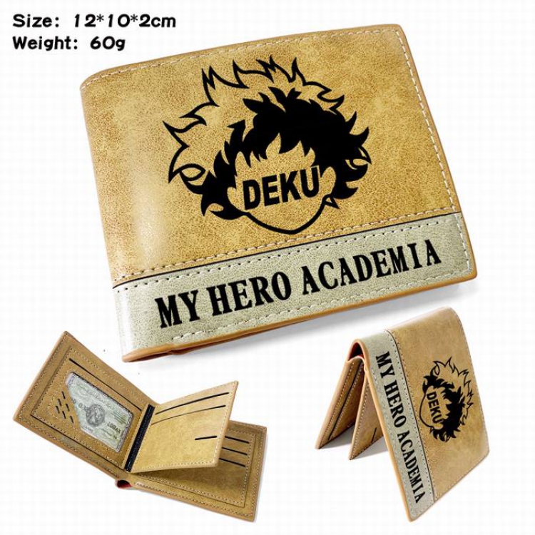 My Hero Academia-5 Anime high quality PU two fold embossed wallet 12X10X2CM 60G