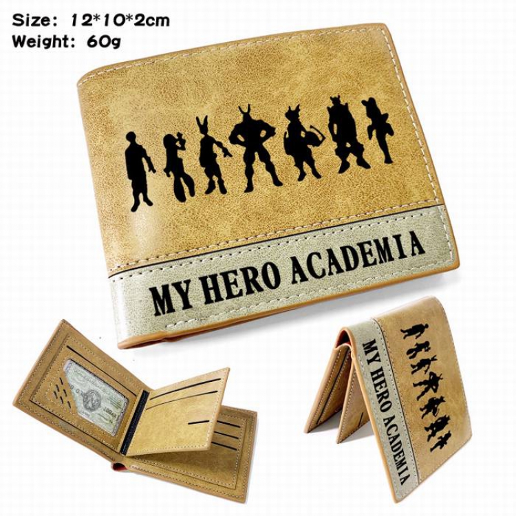 My Hero Academia-6 Anime high quality PU two fold embossed wallet 12X10X2CM 60G