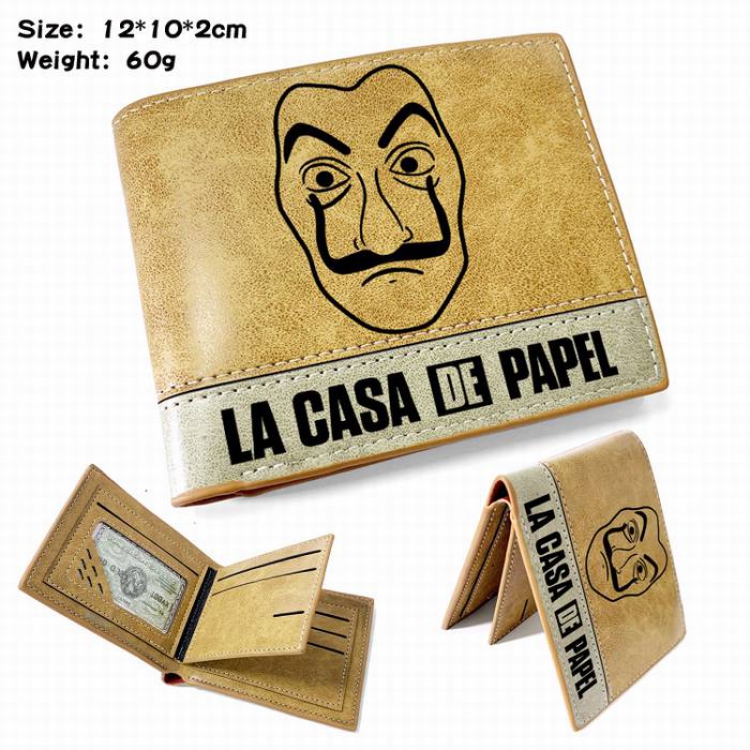 La casa de papel-2 Anime high quality PU two fold embossed wallet 12X10X2CM 60G