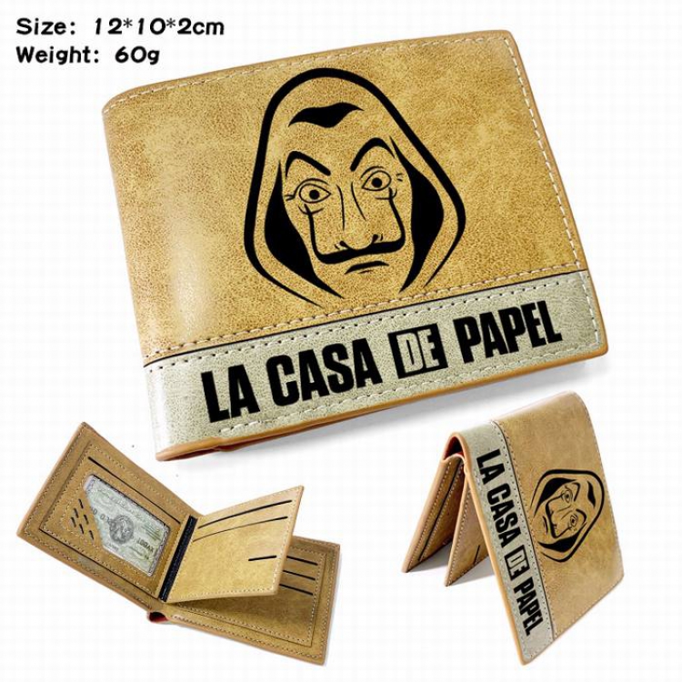 La casa de papel-1 Anime high quality PU two fold embossed wallet 12X10X2CM 60G