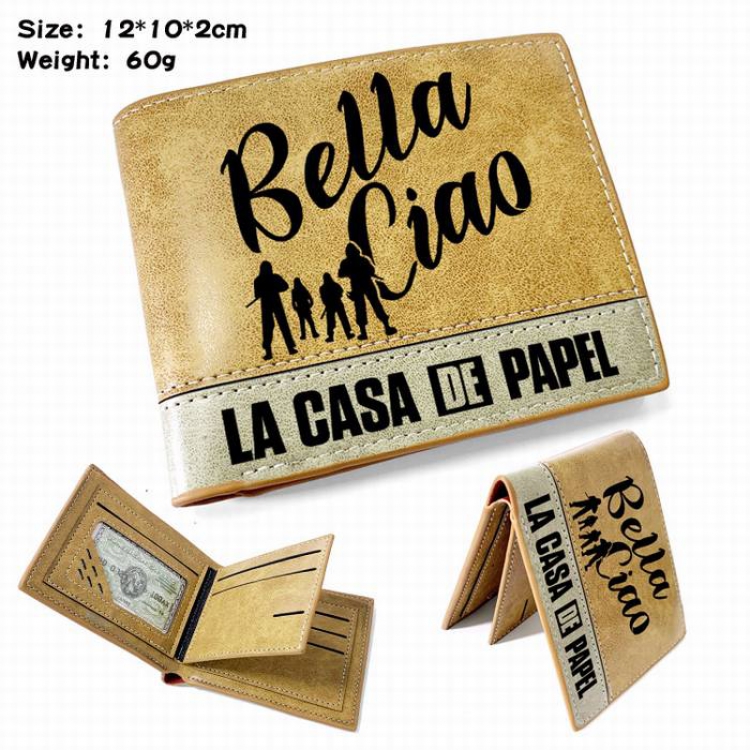 La casa de papel-4 Anime high quality PU two fold embossed wallet 12X10X2CM 60G