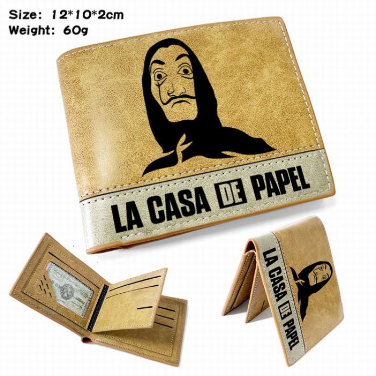 La casa de papel-3 Anime high quality PU two fold embossed wallet 12X10X2CM 60G