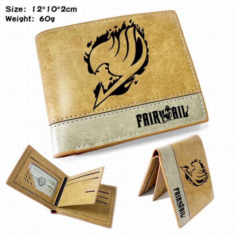 Fairy Tail-7 Anime high quality PU two fold embossed wallet 12X10X2CM 60G