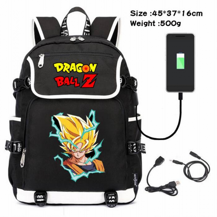 Dragon Ball-178 Anime 600D waterproof canvas backpack USB charging data line backpack