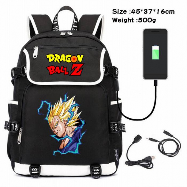 Dragon Ball-177 Anime 600D waterproof canvas backpack USB charging data line backpack