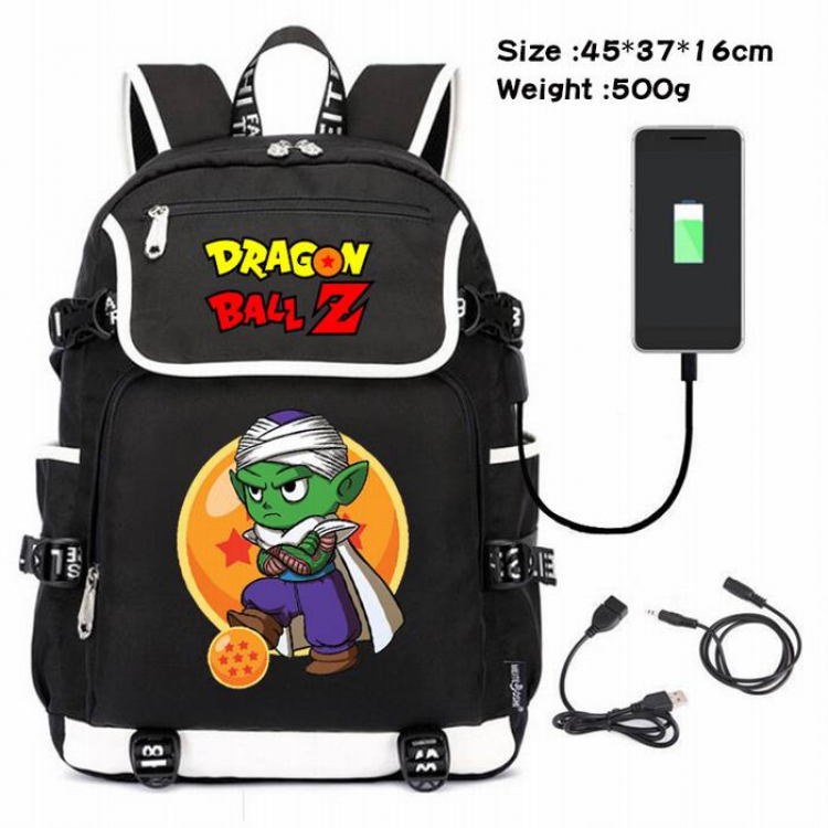 Dragon Ball-182 Anime 600D waterproof canvas backpack USB charging data line backpack