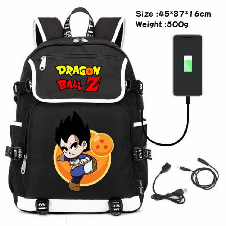 Dragon Ball-186 Anime 600D waterproof canvas backpack USB charging data line backpack