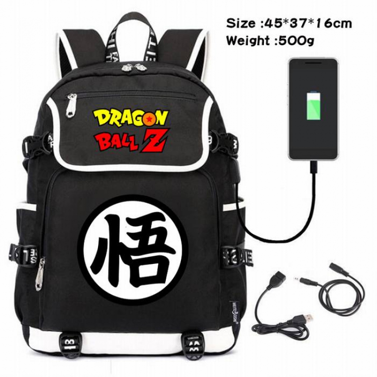Dragon Ball-189 Anime 600D waterproof canvas backpack USB charging data line backpack