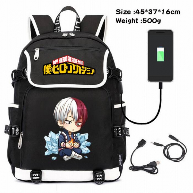 My Hero Academia-196 Anime 600D waterproof canvas backpack USB charging data line backpack