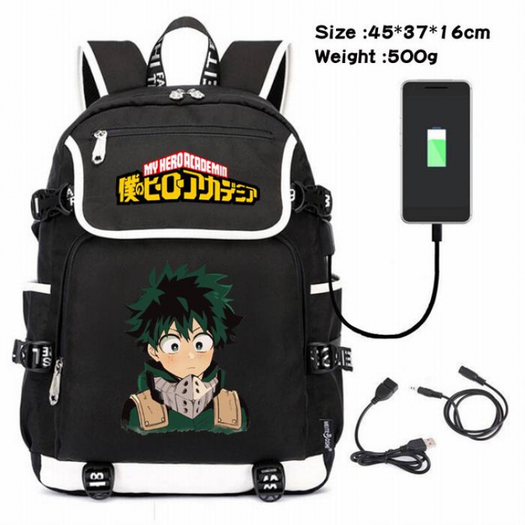 My Hero Academia-199 Anime 600D waterproof canvas backpack USB charging data line backpack