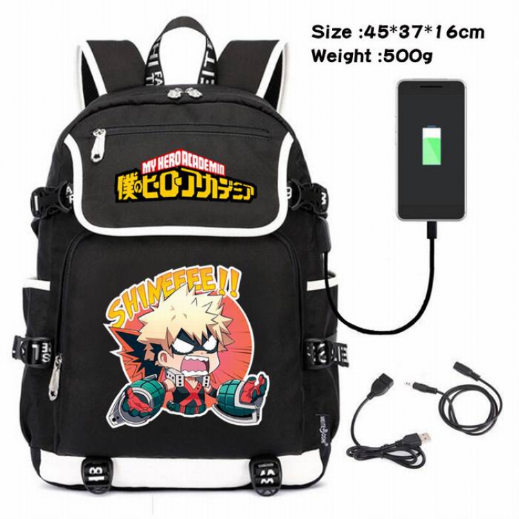 My Hero Academia-200 Anime 600D waterproof canvas backpack USB charging data line backpack