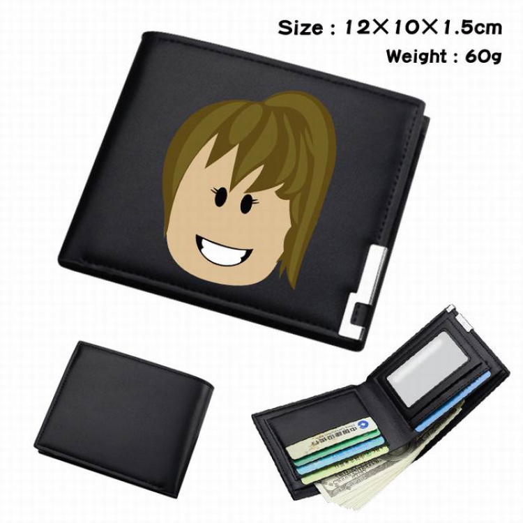 Roblox-276 Black Anime Short Folding Leather Wallet 12X10X1.5CM 60G