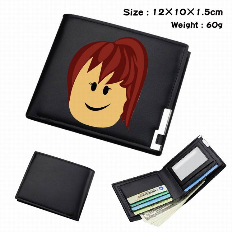 Roblox-277 Black Anime Short Folding Leather Wallet 12X10X1.5CM 60G