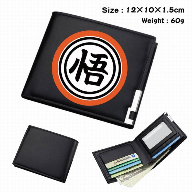 Dragon Ball-211 Black Anime Short Folding Leather Wallet 12X10X1.5CM 60G