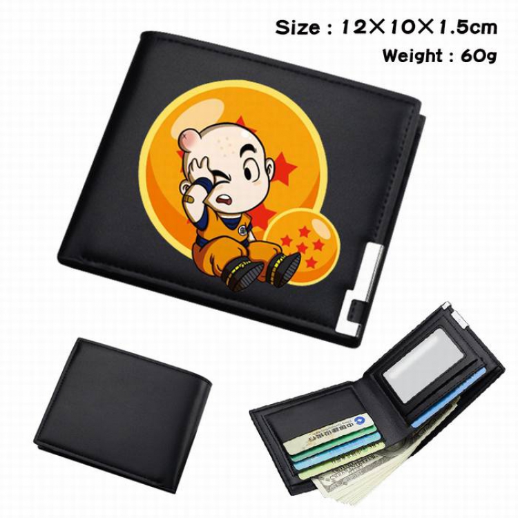 Dragon Ball-224 Black Anime Short Folding Leather Wallet 12X10X1.5CM 60G