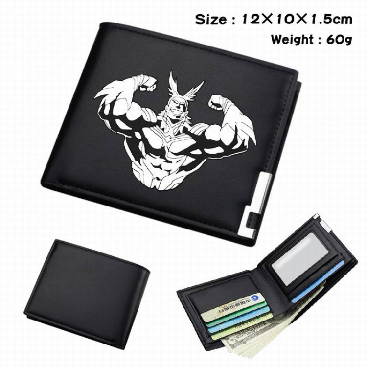 My Hero Academia-246 Black Anime Short Folding Leather Wallet 12X10X1.5CM 60G