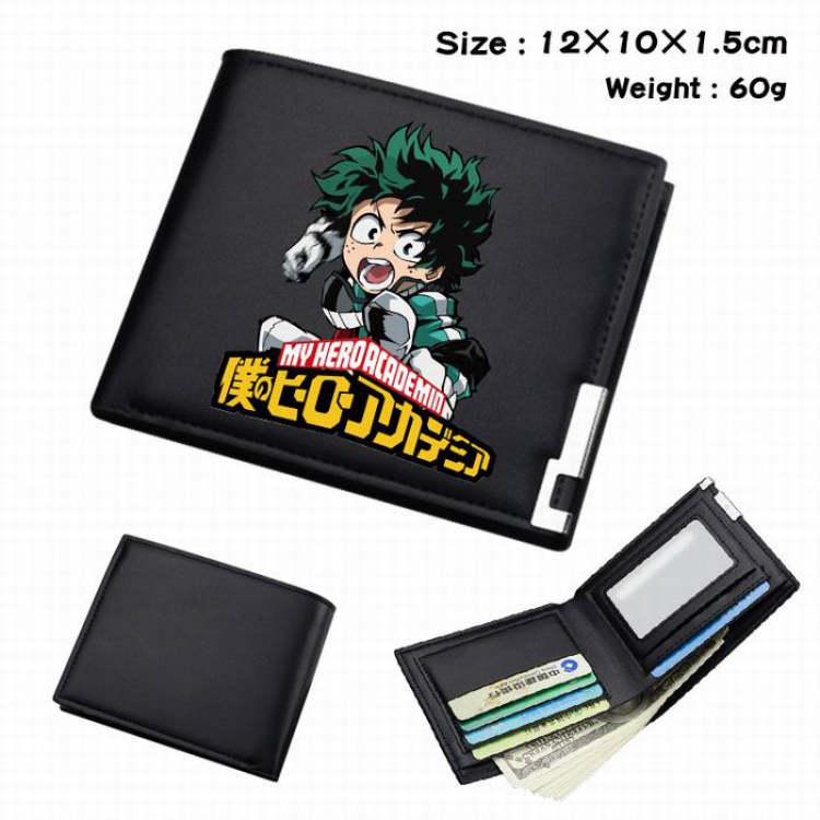 My Hero Academia-248 Black Anime Short Folding Leather Wallet 12X10X1.5CM 60G