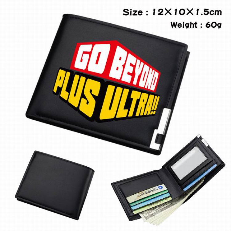 My Hero Academia-255 Black Anime Short Folding Leather Wallet 12X10X1.5CM 60G