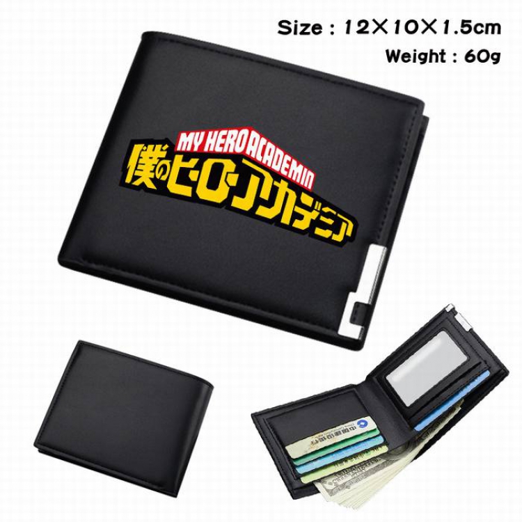 My Hero Academia-254 Black Anime Short Folding Leather Wallet 12X10X1.5CM 60G