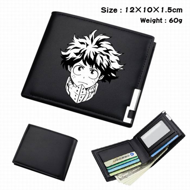 My Hero Academia-257 Black Anime Short Folding Leather Wallet 12X10X1.5CM 60G
