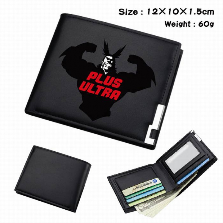 My Hero Academia-259 Black Anime Short Folding Leather Wallet 12X10X1.5CM 60G