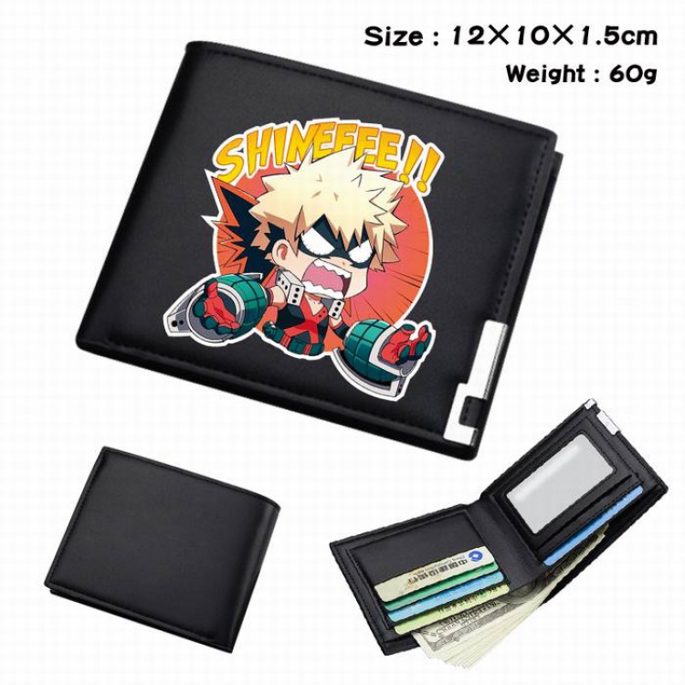 My Hero Academia-268 Black Anime Short Folding Leather Wallet 12X10X1.5CM 60G