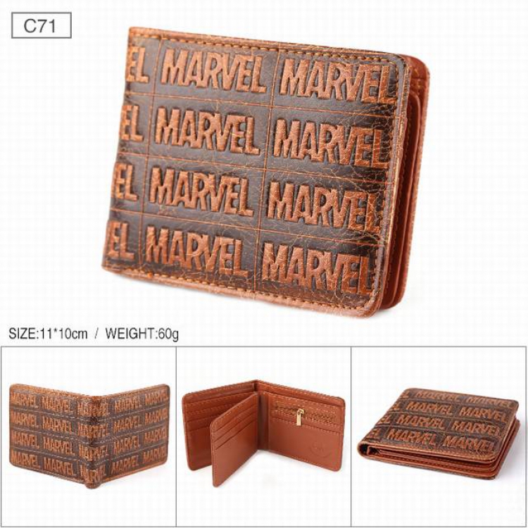 Marvel Brown Folded Embossed Short Leather Wallet Purse 11X10CM Style-C71