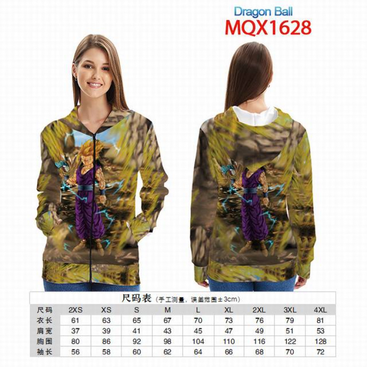 Dragon Ball Full color zipper hooded Patch pocket Coat Hoodie 9 sizes from XXS to 4XL MQX 1628