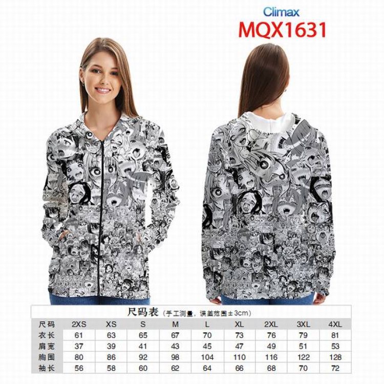 Climax Full color zipper hooded Patch pocket Coat Hoodie 9 sizes from XXS to 4XL MQX 1631