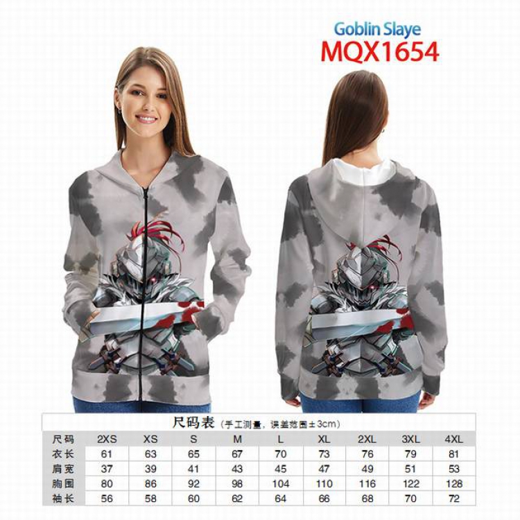 Goblin Slayer Full color zipper hooded Patch pocket Coat Hoodie 9 sizes from XXS to 4XL MQX 1654