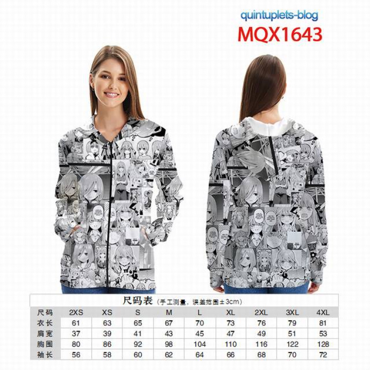 Qunintuplets-Blog Full color zipper hooded Patch pocket Coat Hoodie 9 sizes from XXS to 4XL MQX 1643