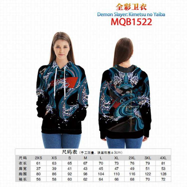 Demon Slayer Kimets Full color zipper hooded Patch pocket Coat Hoodie 9 sizes from XXS to 4XL MQB1522