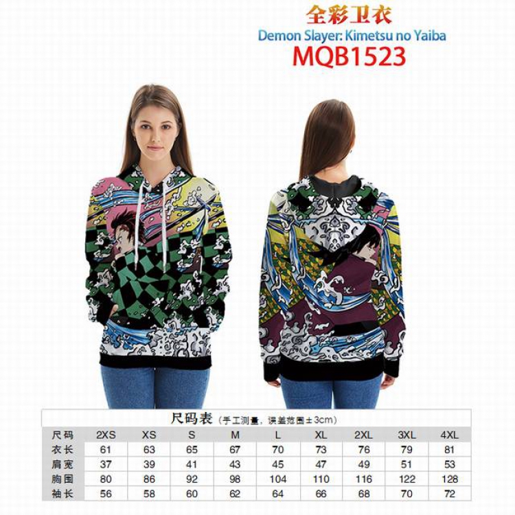 Demon Slayer Kimets Full color zipper hooded Patch pocket Coat Hoodie 9 sizes from XXS to 4XL MQB1523