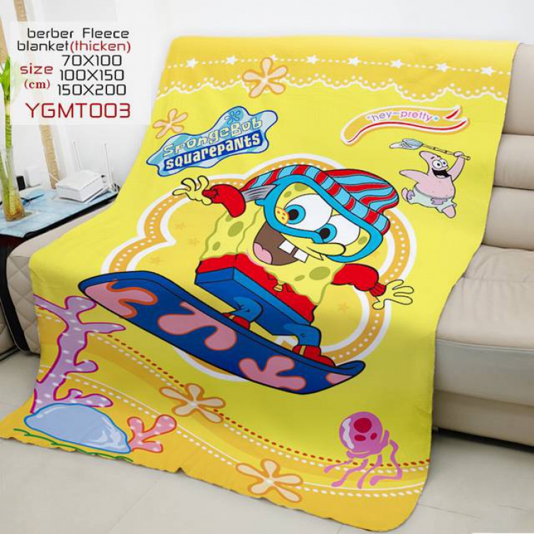 SpongeBob Anime double-sided printing super large lambskin blanket 150X200CM YGMT003