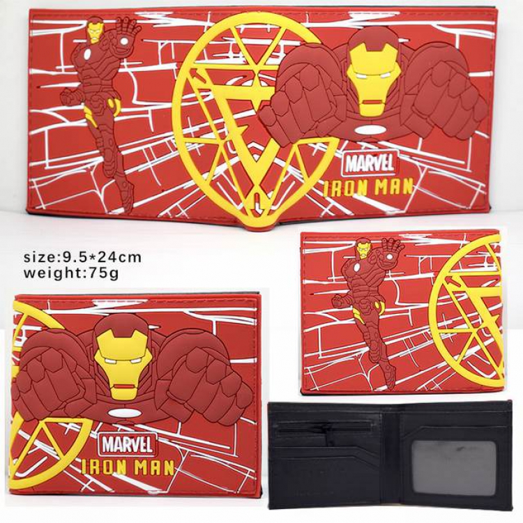 Iron man Short two fold PVC silicone wallet