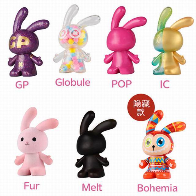 Goco Punny series Hipster Bunny Gacha Blind box Boxed Figure Decoration Model 50X50X100MM a box of 6