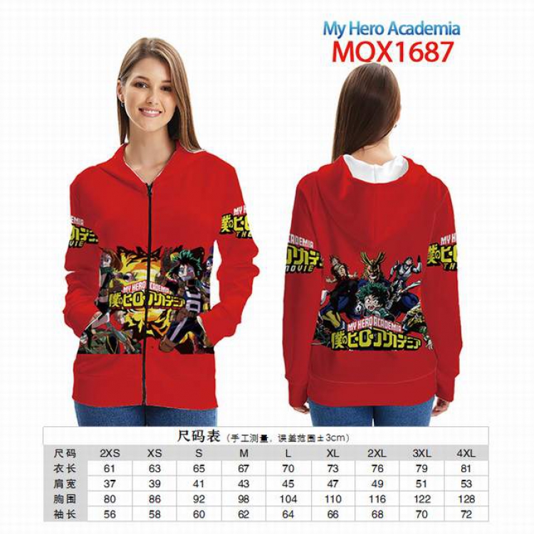 My Hero Academia Full color zipper hooded Patch pocket Coat Hoodie 9 sizes from XXS to 4XL MQX 1687