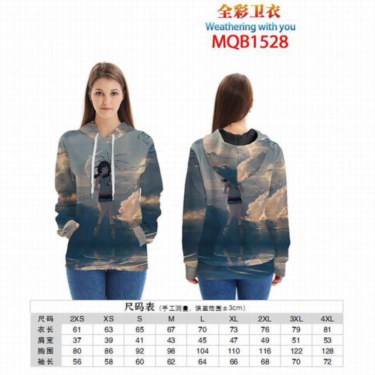 Weathering With You Full color zipper hooded Patch pocket Coat Hoodie 9 sizes from XXS to 4XL MQB1528