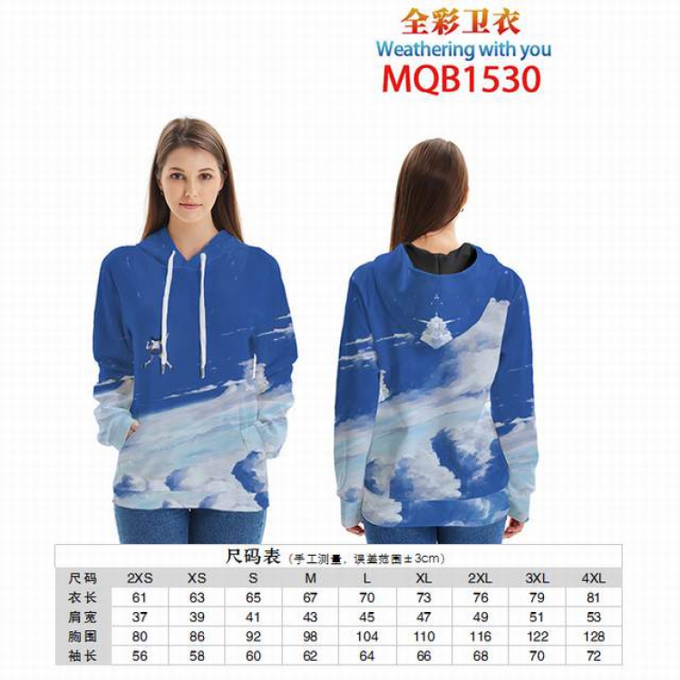 Weathering With You Full color zipper hooded Patch pocket Coat Hoodie 9 sizes from XXS to 4XL MQB1530