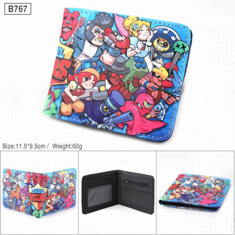 Brawl Stars-B767 Full color PU twill two fold short wallet  11.5X9.5CM 60G