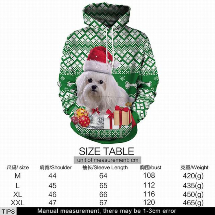 Christmas series Christmas dog full color printed adult loose wild hooded sweater M L XL XXL price for 2 pcs