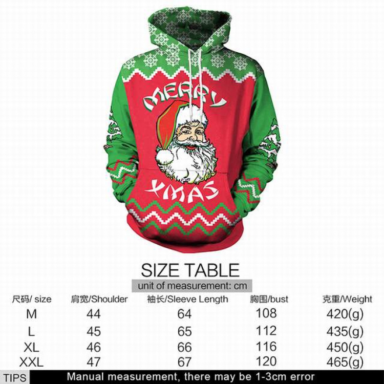 Christmas series Santa Claus full color printed adult loose wild hooded sweater M L XL XXL price for 2 pcs style 2