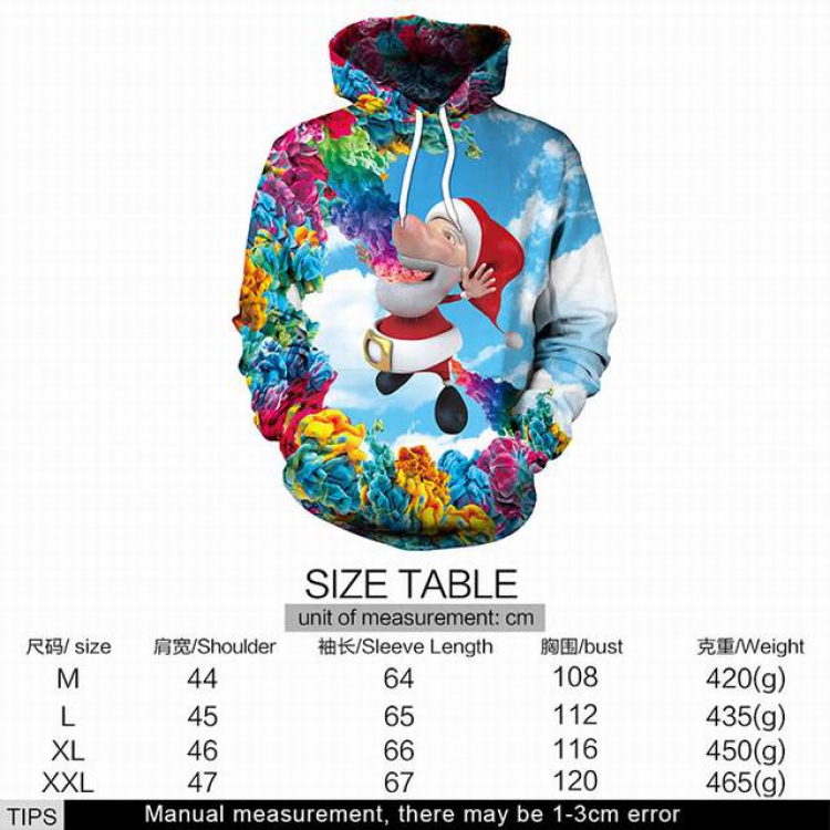 Christmas series Santa Claus full color printed adult loose wild hooded sweater M L XL XXL price for 2 pcs style 3